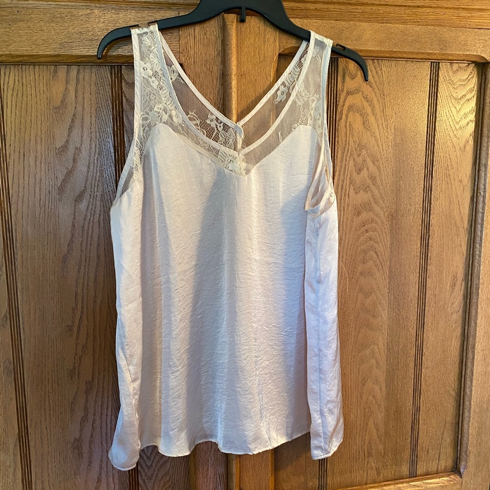 Lacey camisole tank top blouse, maurices, xxl, silky feel, v-neck, cream